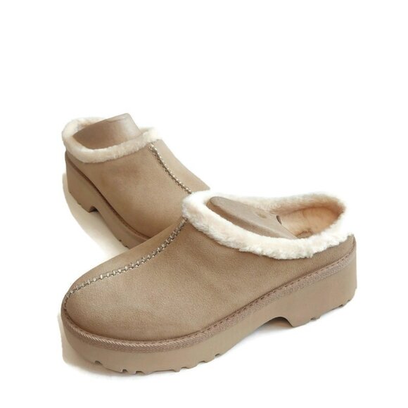 UGG Womens Size 12 New Heights Cozy Clog Suede Shoes Mustard Seed 1162510 - Picture 4 of 9